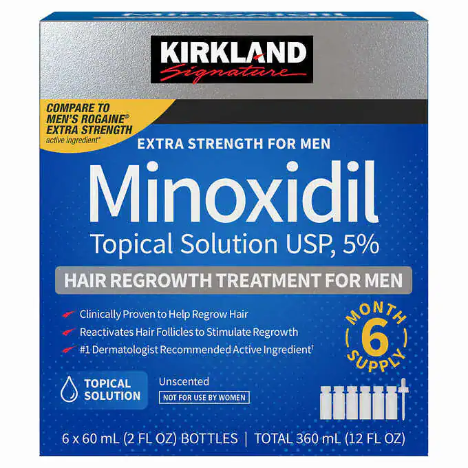 Kirkland 5% Minoxidil 男士生髮水 6支裝|Topical Solution