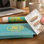 MenVital 荷蘭草本能量補充品包裝同工作桌