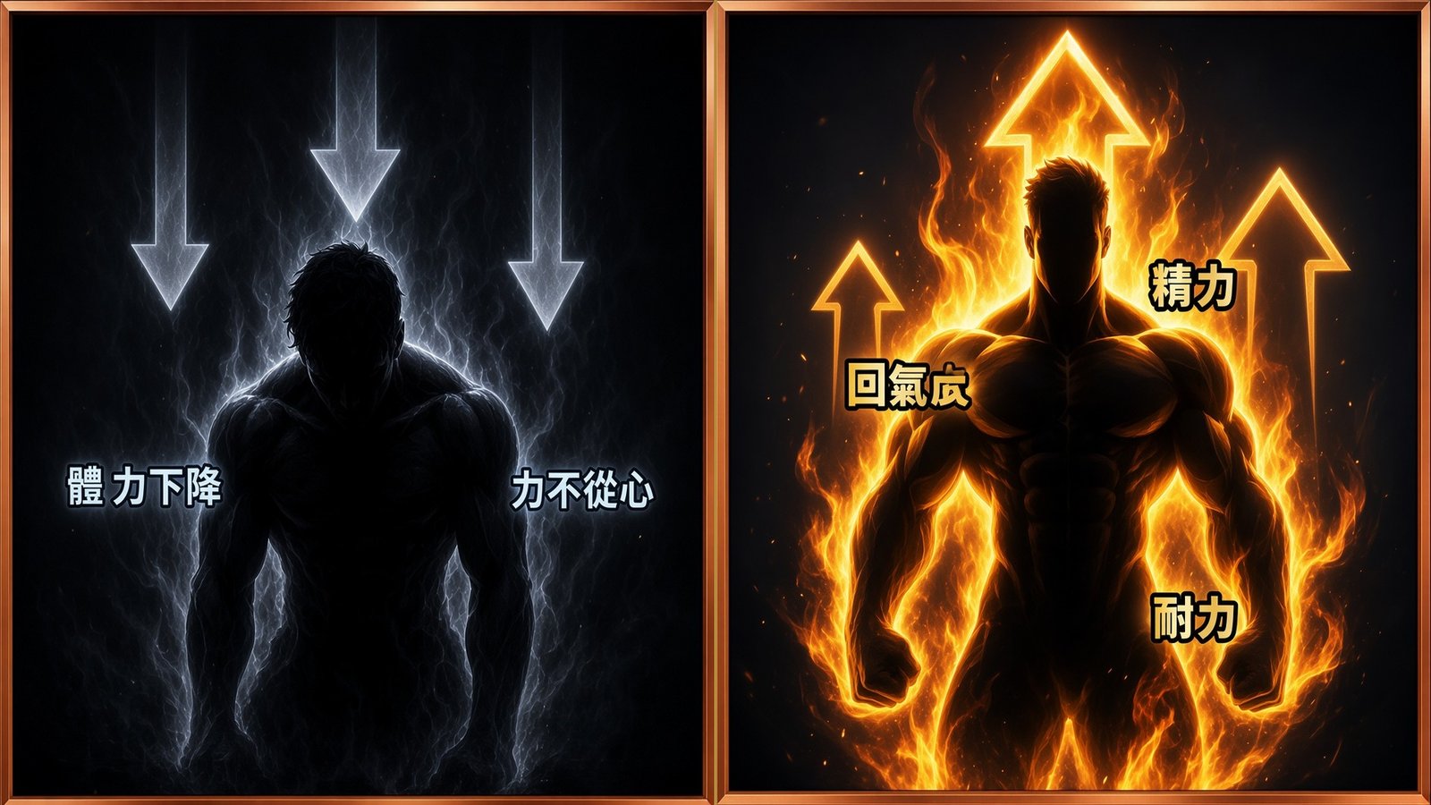 MenVital 補充後精力狀態對比意象